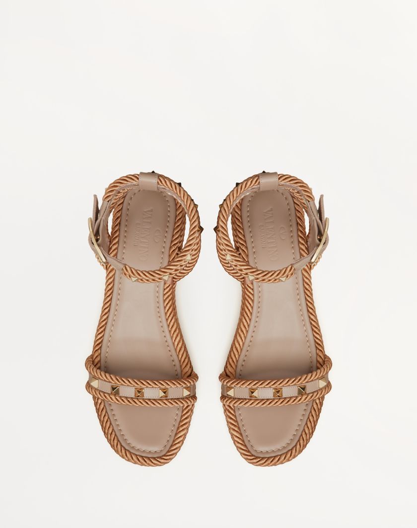 ROCKSTUD FLATFORM SANDAL IN CALFSKIN 45MM - Image 4